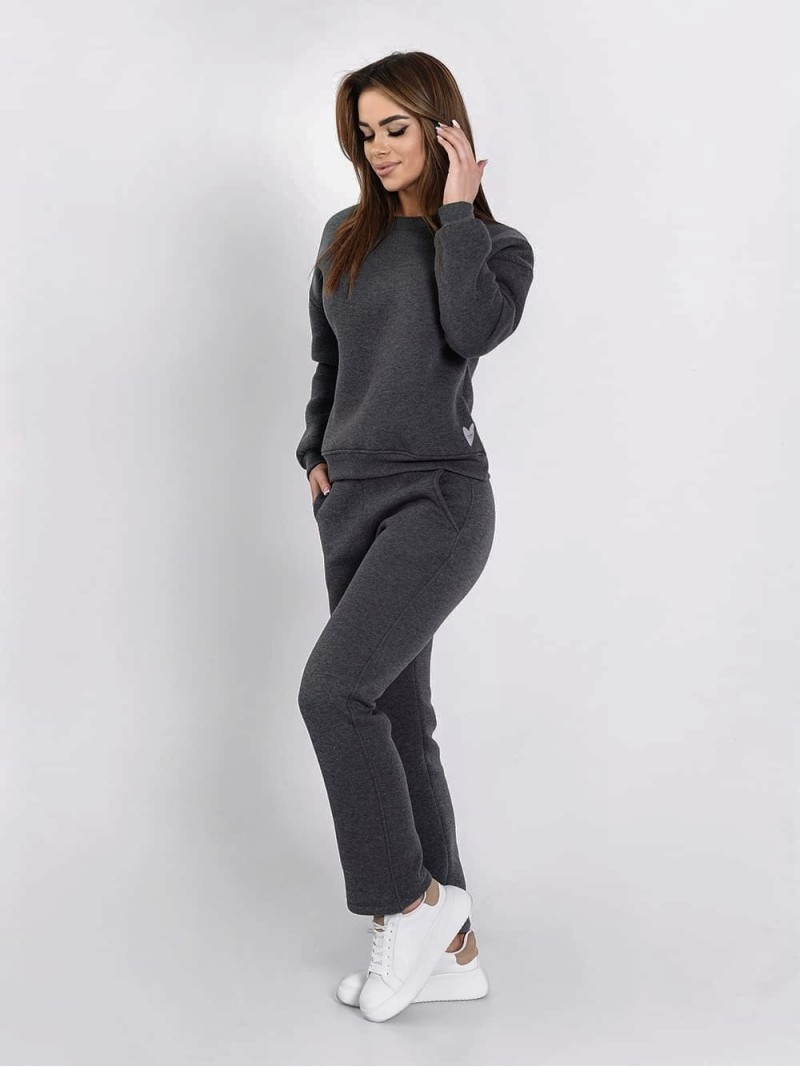 Insulated tracksuit for women sweatshirt and loose pants graphite FI762